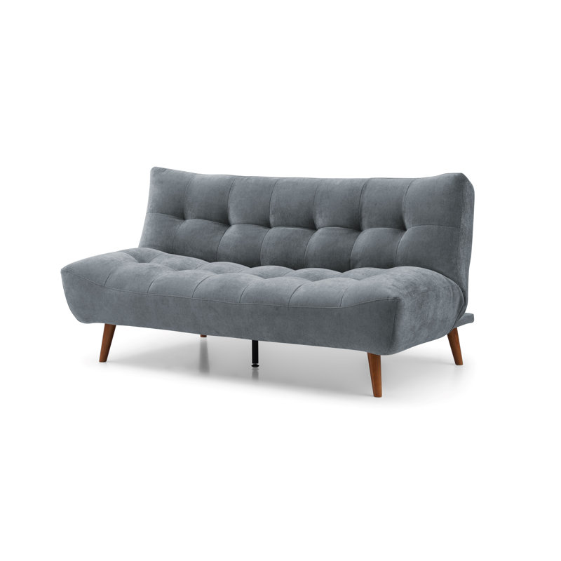 Akil  3 Seater Chenille Sofa Bed, Navy, Medium Brown Legs