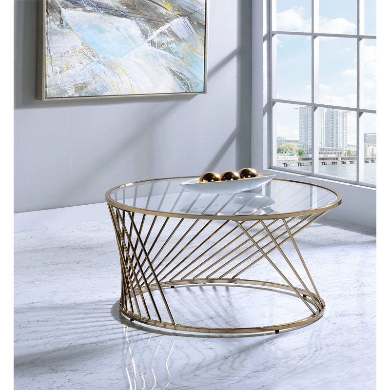 Vibeke Round Coffee Table with Glass Top