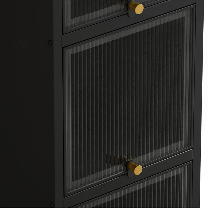 Armoire avec rangement à quatre niveaux, Noir, noir, noir, noir