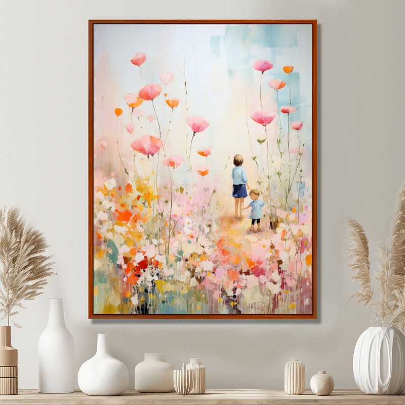 Art sur toile Whimsical Kids floral Haven II - Children, H 20 po x l 12 po x P 1 po, Cadre flottant brun