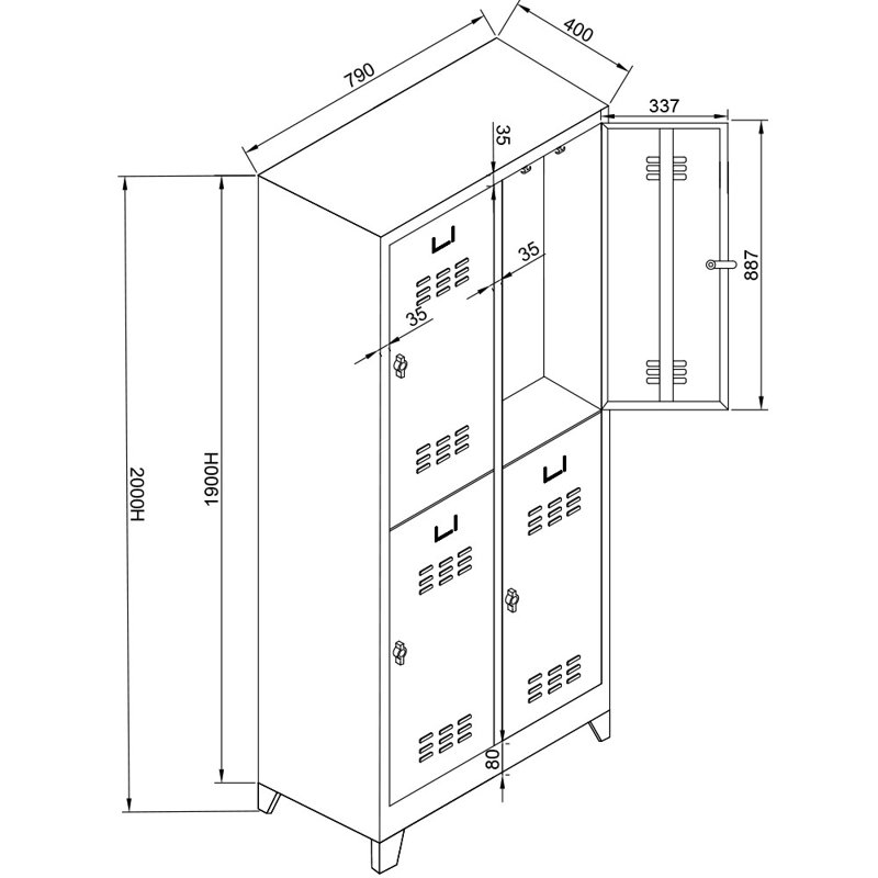 Armoire de rangement Locker, H 78,7 po x l 31,1 po x P 15,7 po, Blanc