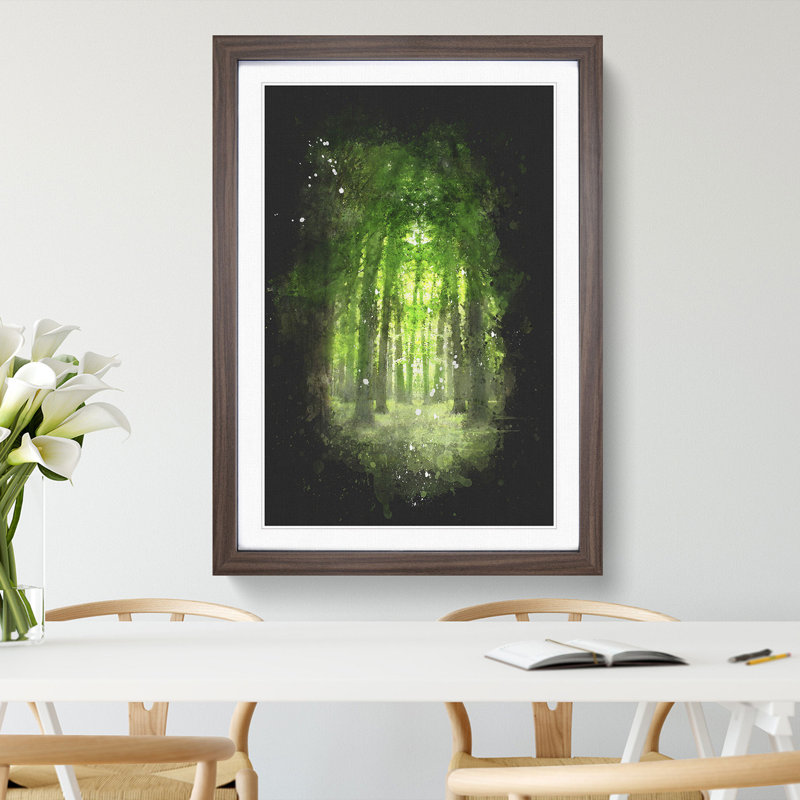 Green Forest Vol.2 - Picture Frame Graphic Art, 65cm H x 48cm W x 2cm D, Walnut Framed