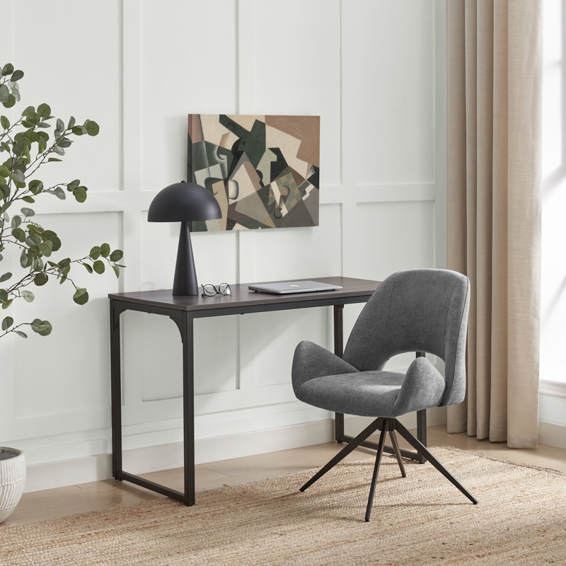 Lyla Luxury Fabric Upholstered Swivel Dining and Office Chair with Metal Legs (Set of One), Gray