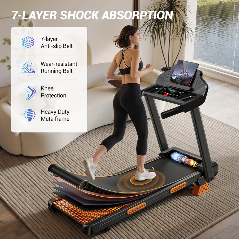 UMAY 4-in-1 Foldable Treadmill for Home, 15% Incline, 136 kg Weight Capacity, 3.0 HP Quiet Motor, 7-Layer Shock Absorption, 3 LED Displays with Handrails