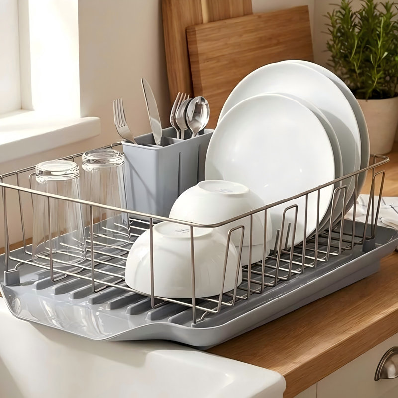 Rust Resistant 3 Piece Dish Drying Rack Set for Kitchen Counter