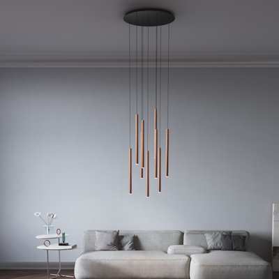 Luminaire suspendu cylindrique à 9 lumières DEL Baileyton
