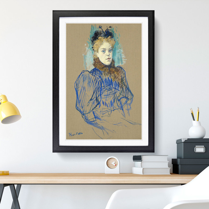 May Milton Portrait by Henri de Toulouse-Lautrec - Picture Frame Painting, 36cm H x 27cm W x 2cm D, Black Framed