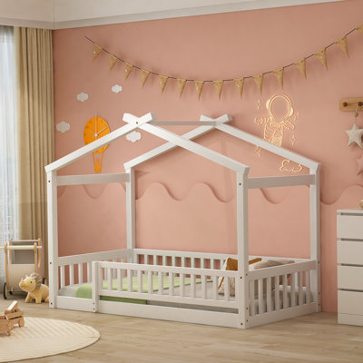 Mirian Solid Wood Youth Bed with Fence,House Bed,Platform Bed