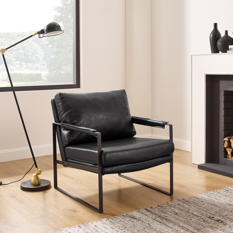 Upholstered Armchair, Black Faux Leather