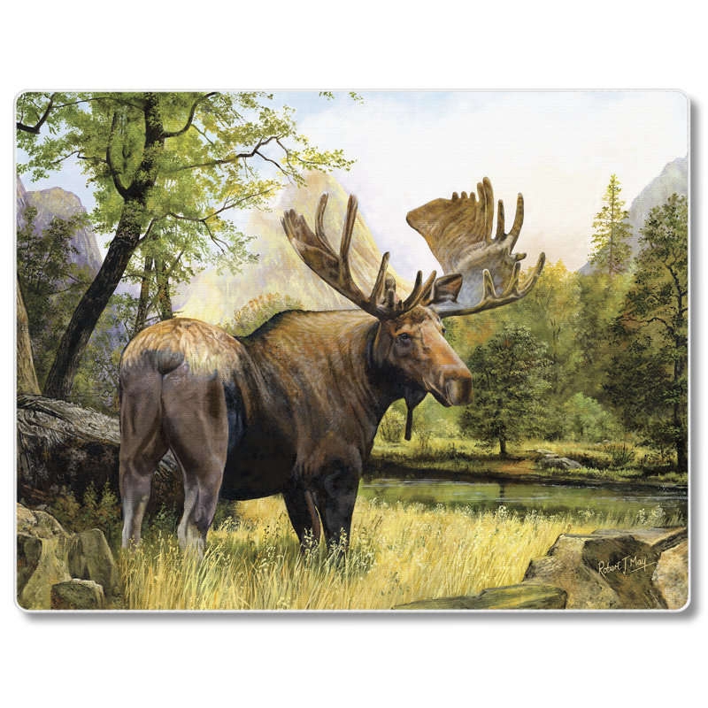 Tranquil Moose Tempered Glass Rectangular Cutting Board