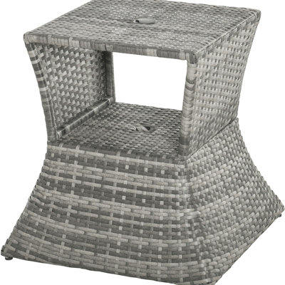 Patio Side Table With Umbrella Hole - 2 Tier Outdoor Shelf For Garden, Backyard Living Metal, , Mixed Grey By Storage All Areas Patio, Metal Frame,