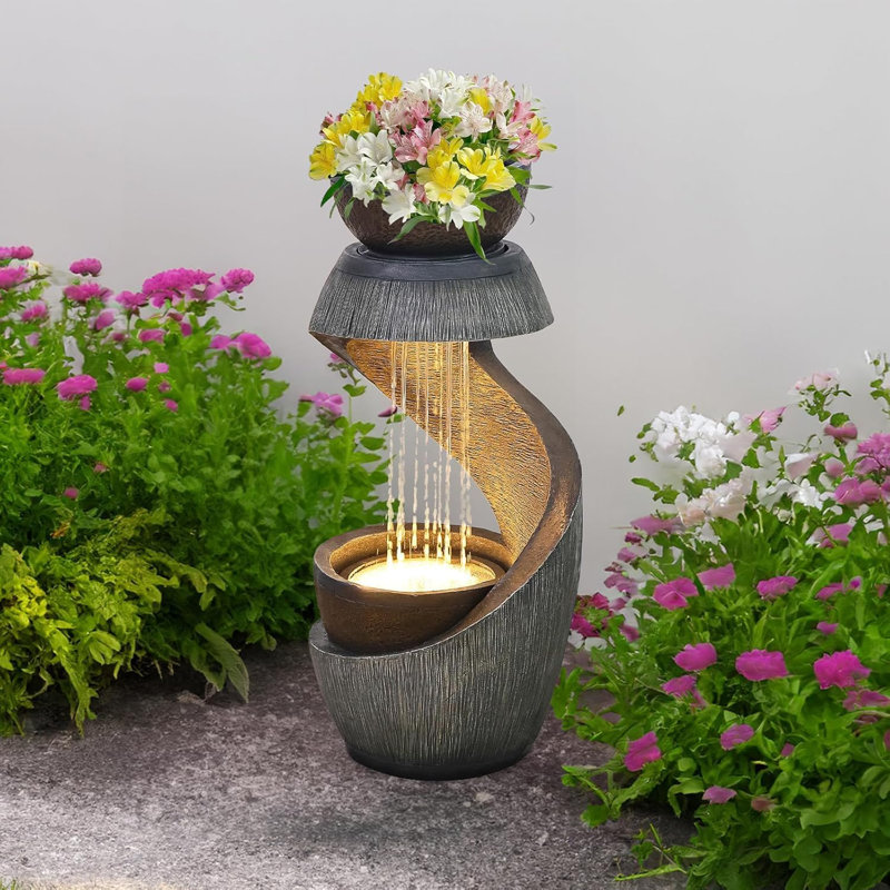Hand Crafted Weather Resistant Floor Fountain with Light
