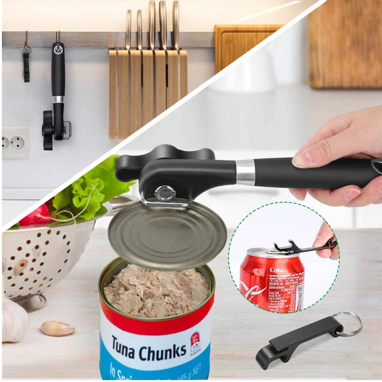  Can Opener, Can Opener Manual Food-Safe FDA Stainless Steel,  NO-Rust, Ergonomic Anti Slip Design Big Knob For Easy Turn,Home Restaurant  Smooth Edge (Two Hold) : Home & Kitchen