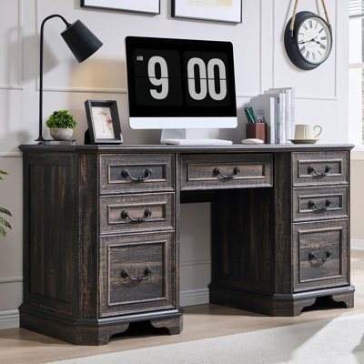 59" Farmhouse Executive Desk with Drawers