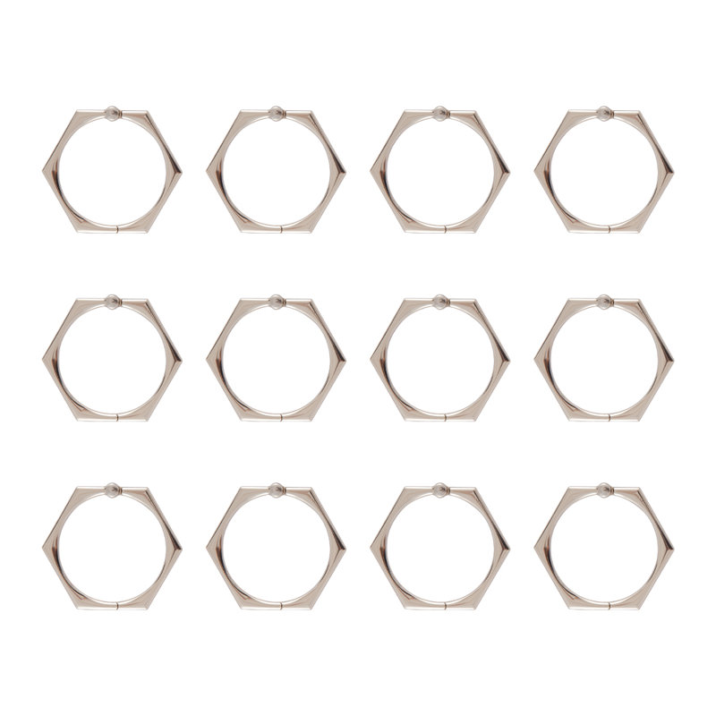 Brushed Nickel Hexagonal Shower Curtain Hooks Set of 12