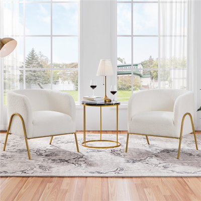 Fauteuil d'appoint Boucle Barrel, fauteuil avec pieds en métal doré