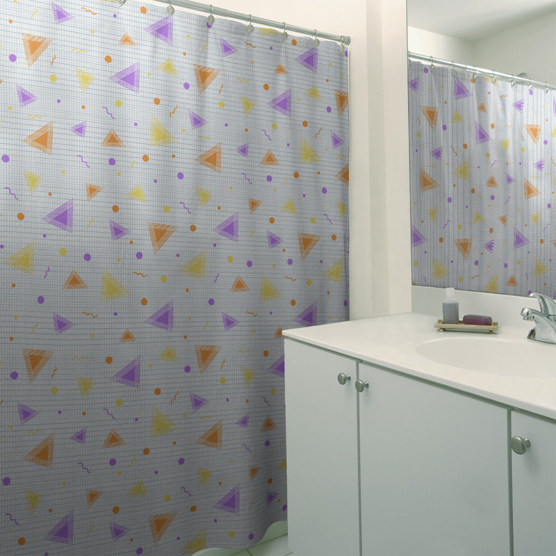 Rideau de douche simple 90 'Retro, Mauve et orange