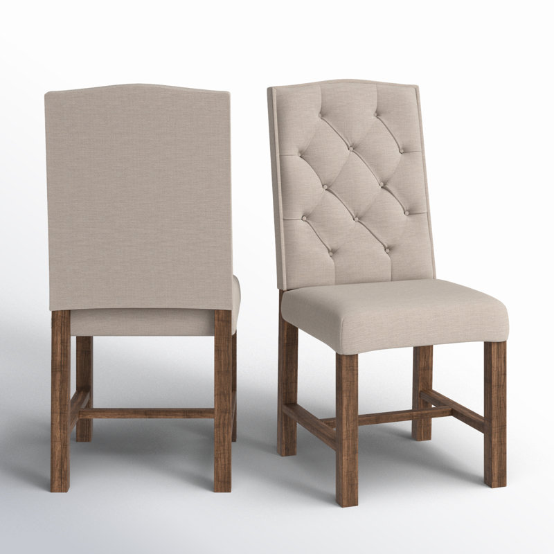 Chaise d'appoint rembourrée en tissu capitonné gris Griselde