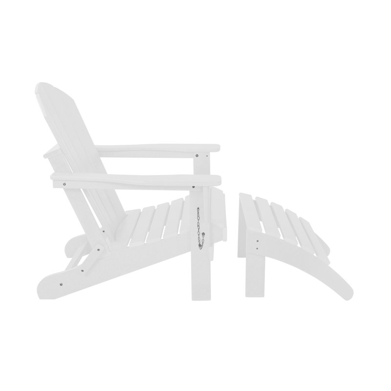Chaise Adirondack pliante en plastique avec repose-pieds Laguna, Blanc