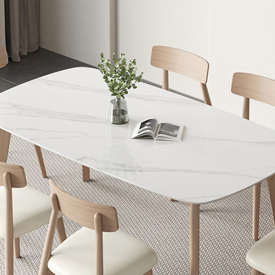 Blanc / table de salle à manger en bois fritté rectangulaire et en bois massif Burlywood