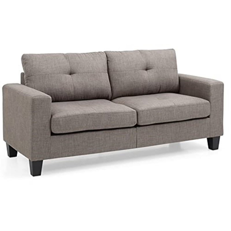Vegas Square Arm Sofa, Gray Cotton Twill