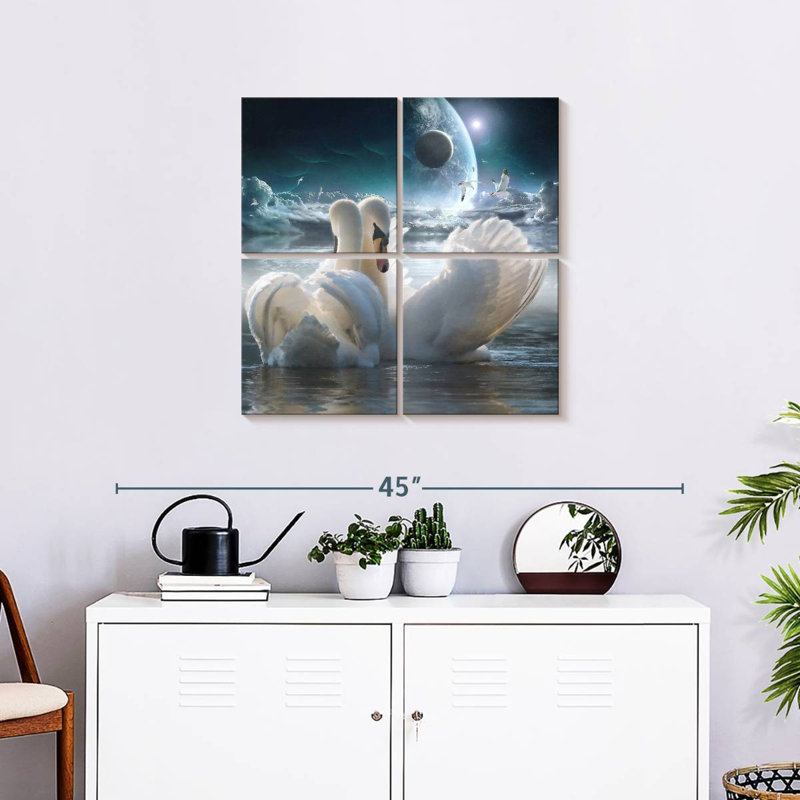 Brampt Celestial Swans, 26" H x 26" W