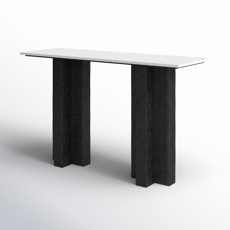 Terrell 51'' W Marble Console Table, White/Neutral