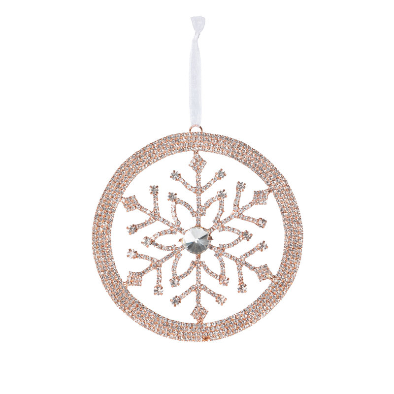 Ornement couronne de flocons de neige en or rose Holiday Splendor