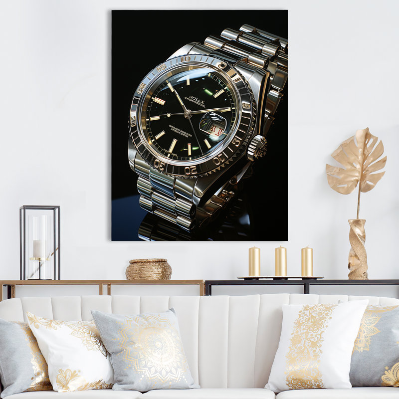 «Luxury Watch The Silver Second - Watches», reproduction d'art murale, Toile tendue, H 32 po x l 16 po x P 1 po
