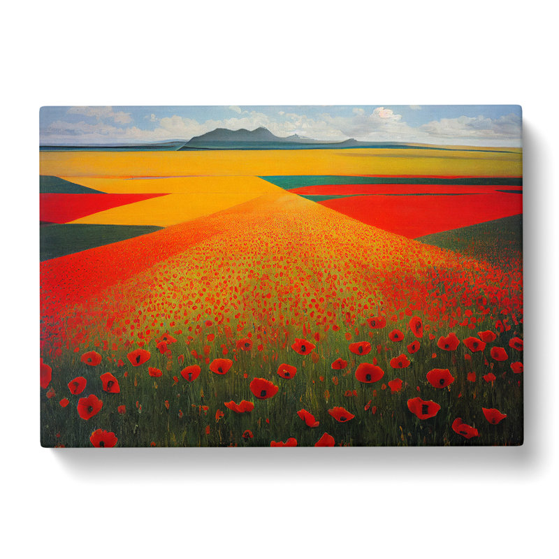 Dramatic Poppy Field Flowers - Wrapped Canvas Print, 40cm H x 60cm W x 3cm D