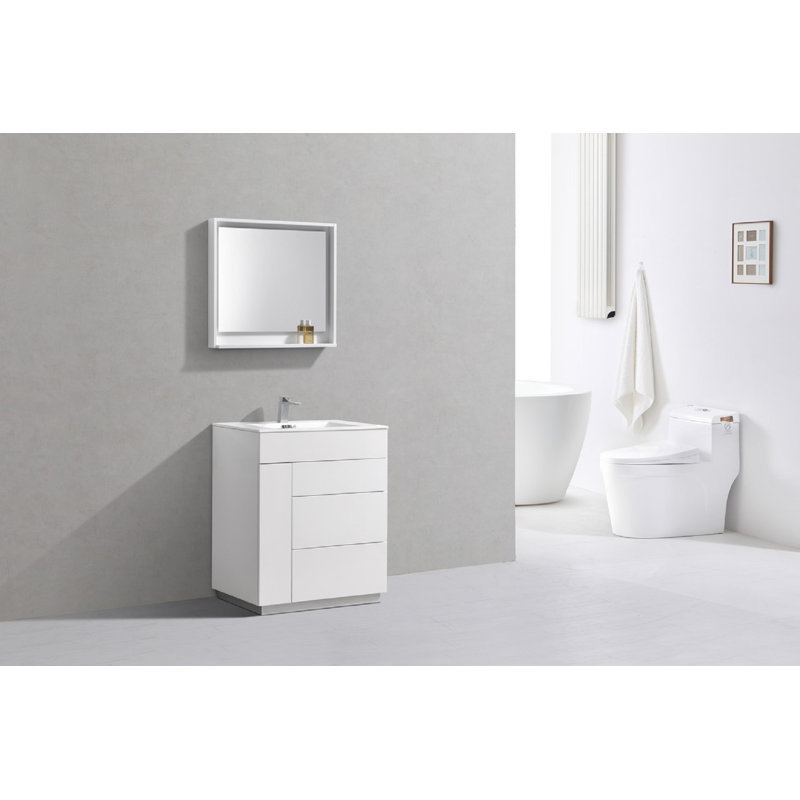 Ensemble de meuble-lavabo simple 30 po Ebler, Blanc lustré
