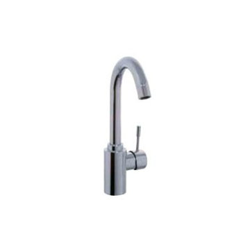 Robinet de lavabo pour salle de bain à un trou avec Spillo, Nickel brossé, Avec bec pivotant