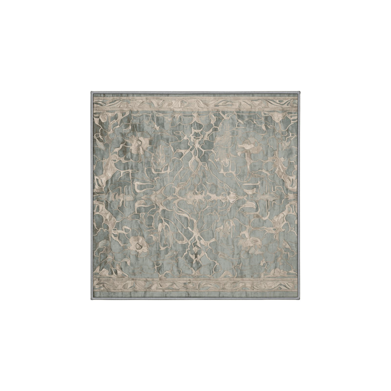 Machine Washable Gray Area Rug, Square 7'