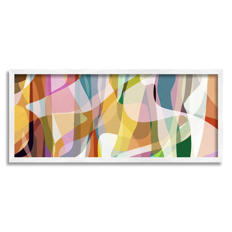 Colorful Abstract Canvas Print with White Frame, 24" x 10"
