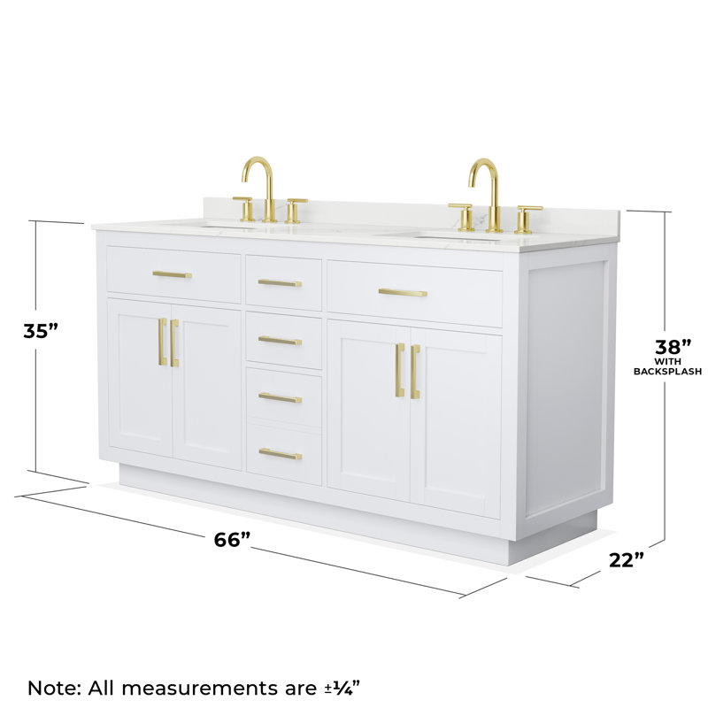 Beckett TK 66'' W Double Vanity, Giotto Quartz, Dark Blue, Brushed Gold