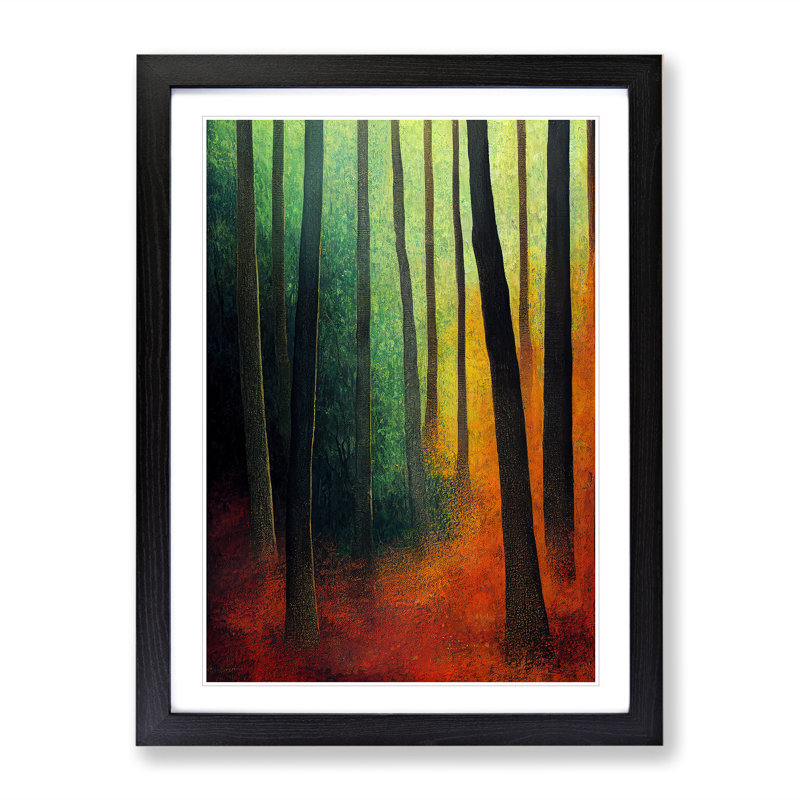 Colourful Forest No.1 - Wall Art, Black Framed, 66cm H x 48cm W x 2cm D, White