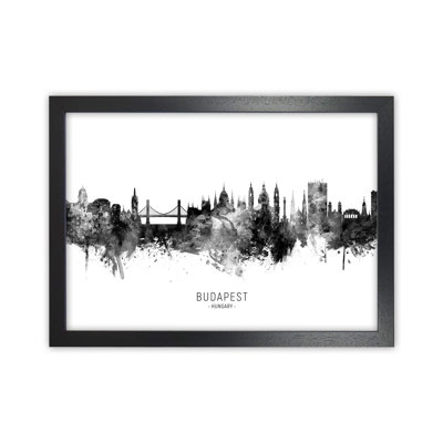 Budapest Hungary Skyline Black White City Name by Michael Tompsett - Print