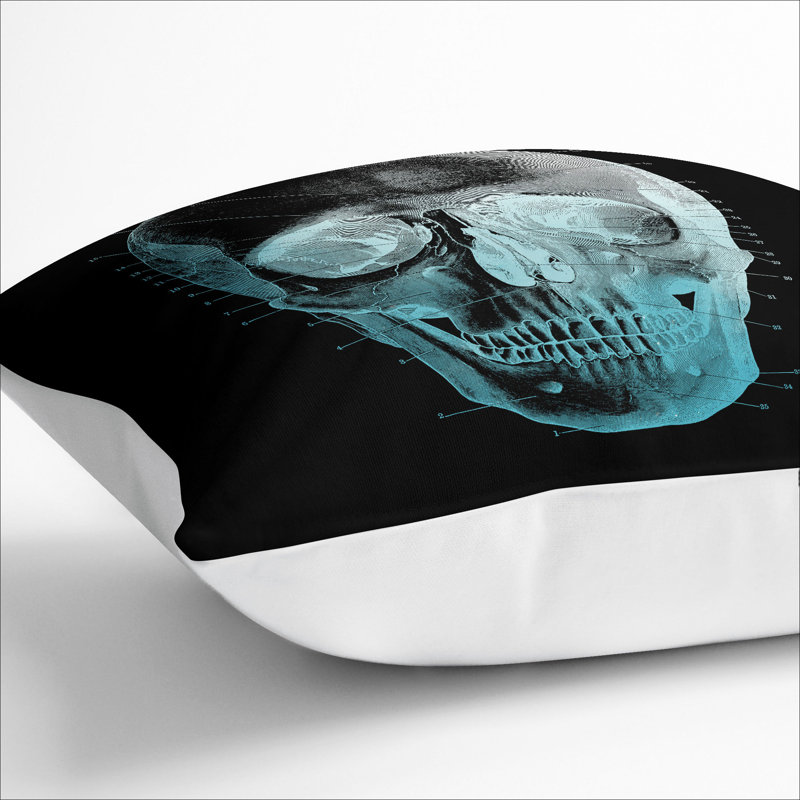 Black Twilight Skull Scatter Cushion, White, 40cm H x 40cm W x 15cm D