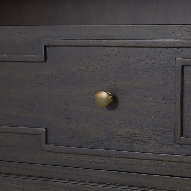 Glenwood 1 - Drawer Solid Wood Nightstand, Forest Black/Agros White Stone/Brass