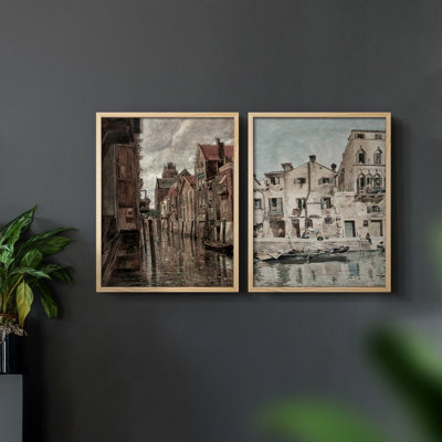 «Vintage Landscape XXII», impression giclée sur cadre - ensemble de 2