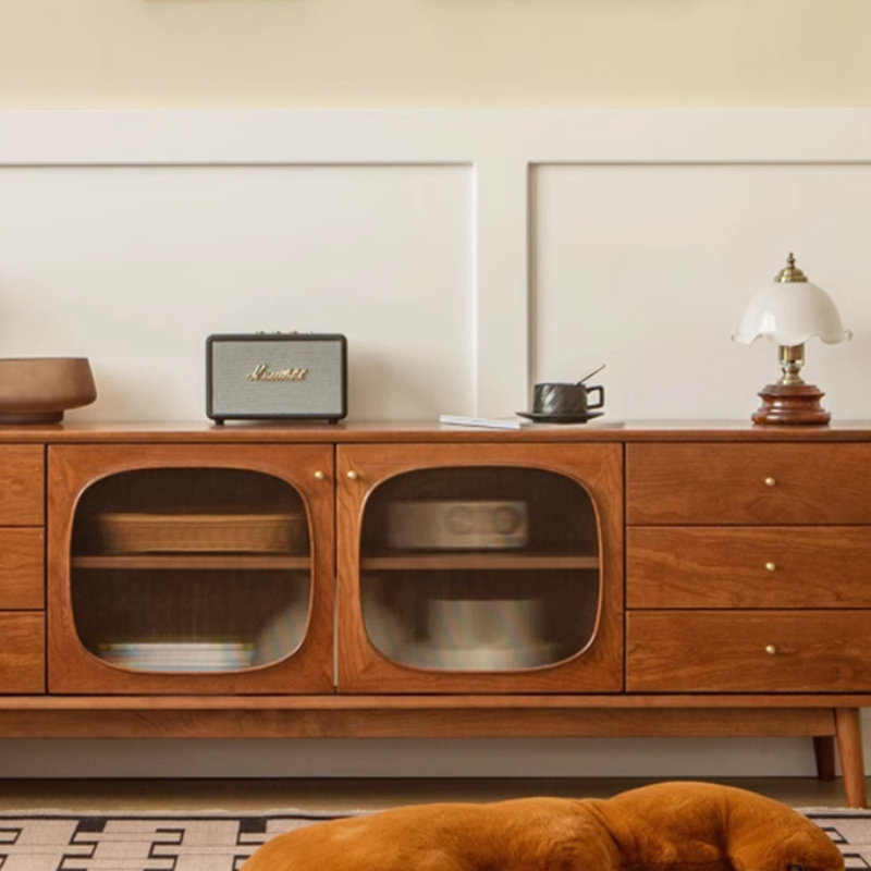 Retro style solid wood design sense TV cabinet