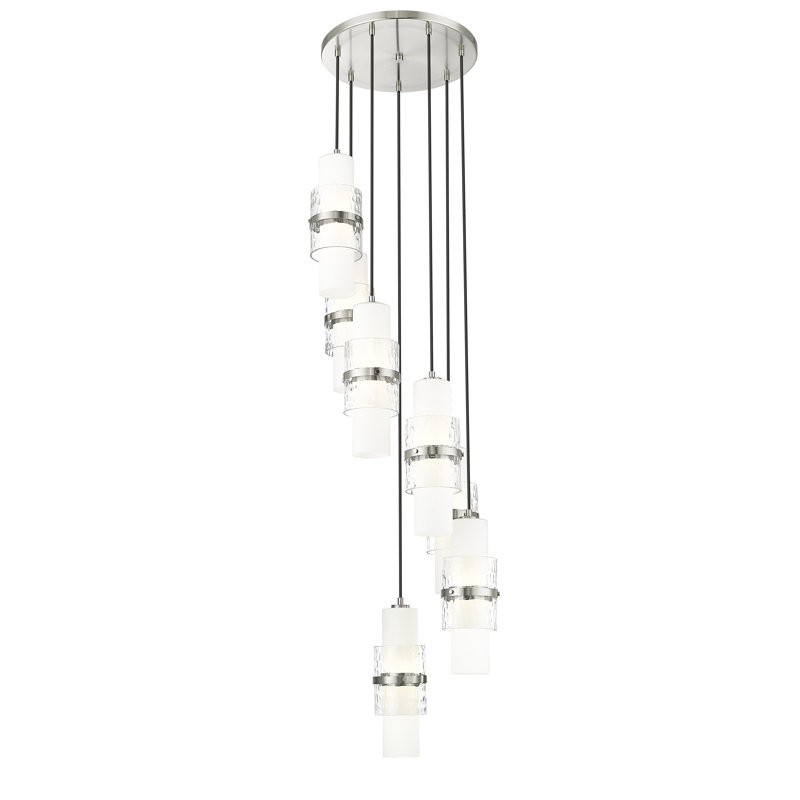 Lustre en grappe à 7 lumières Bryelle, Nickel brossé