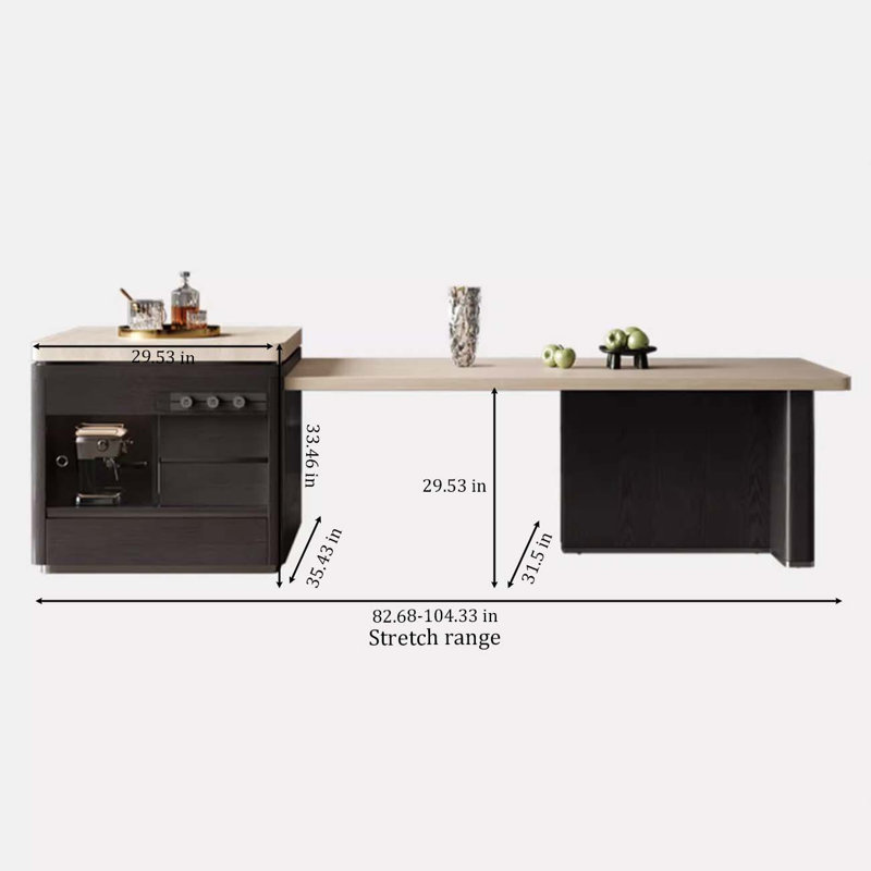 Multifunctional kitchen island table retractable