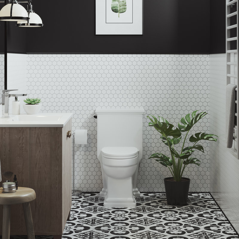 Voltaire One-Piece Elongated Toilet Dual-Flush 1.1/1.6 gpf, Left, Glossy White