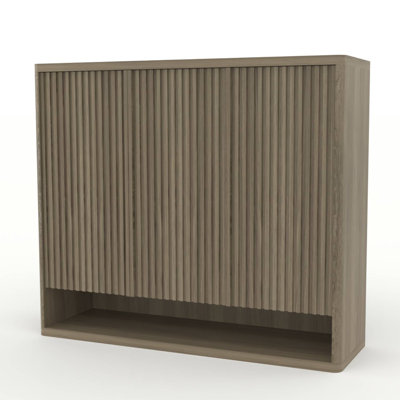 Fluted 3 Door Shoe Cabinet, Entryway Shoe Storage with Adjustable Shelves