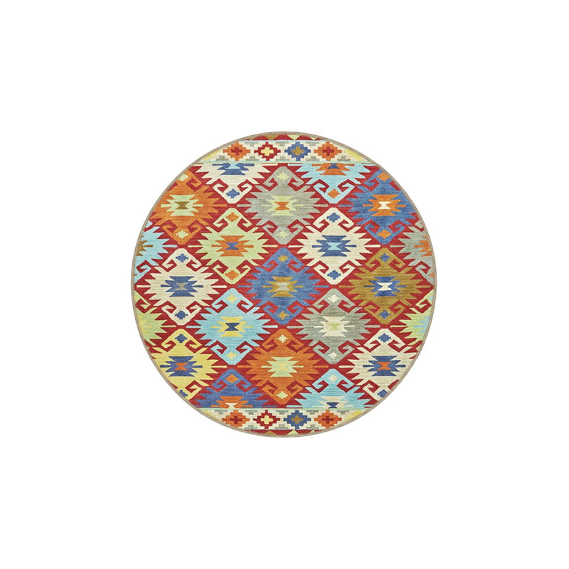Multi Color Geometric Traditional Pattern Decorative Machine Washable Area Rug, Rectangle 3'11" x 5'11"