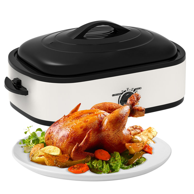 Sunvivi Electric Roaster Oven with Removable Pan, White, 16 quarts