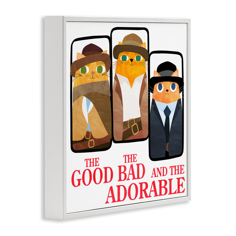 «Good Bad And Adorable Cats», giclée encadrée, conception de Planète Chat par Angie Rozelaar