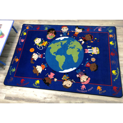 KidCarpet.com World Character Classroom Rug, 4'x6' Rectangle - Class 1 Fire Rated, Oeko-Tex certified commercial-grade nylon bordered classroom rug - strong, durable edging