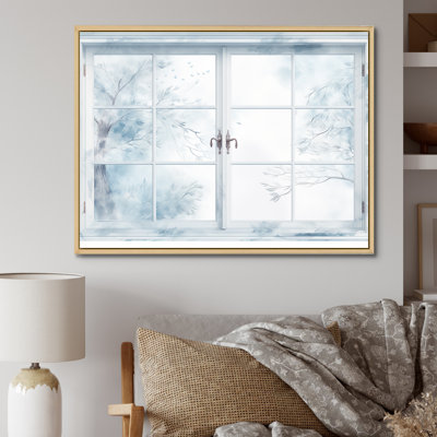 Frosty Winter Window View - Winter Landscape, art mural
